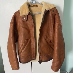 Vintage Leather and Shearling Womens Bomber Jacket - Bloomingdales